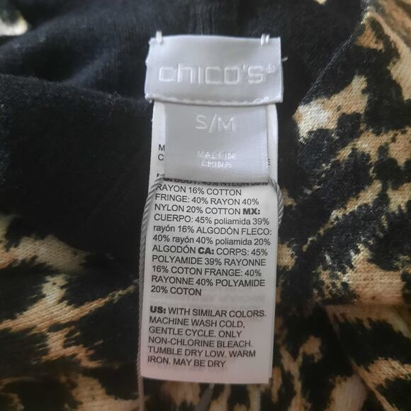 Chico's Womens Black Animal Print Reversable Ruana Size S/M NWT - Picture 4 of 6